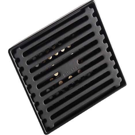 Drain Au Sol - Inox 304 - Carré Noir - 100 x 100 mm - Pour Salle De Bains Douche Cuisine - 1 Pièce (1/5)