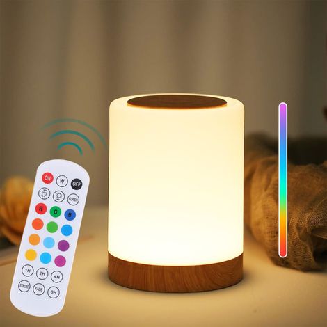 LED Lampe de Chevet,Veilleuse Bébé Veilleuse Enfant, Mode chaud et Lampe Table à Gradation RGB,Lampe Ambiance avec Minuteur, Lampe Nuit Tactile Rechargeable USB pour Chambre Enfant,Salon,Camping (1/5)