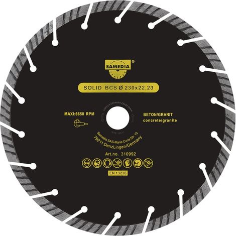 Disque à tronçonner diamanté Samedia 310992 230x22 23 mm