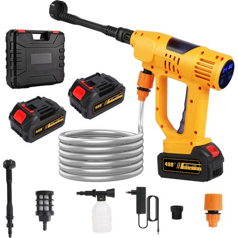 Lave‑auto sans fil 380 W – Haute pression 20 bar, 10 niveaux, écran LED, 1 batterie Makita, 6 buses, portable pour voiture et jardin