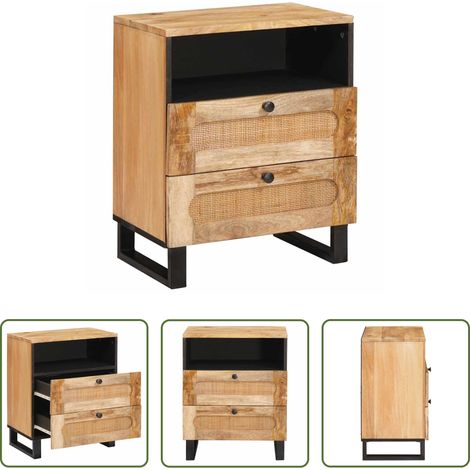 vidaXL Nachttisch Massivholz -  Nachttisch Natur 50 x 33 x 62 cm Massivholz Mango (1/5)