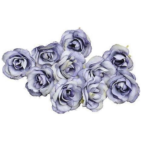 10 roses artificielles de 4 cm, têtes de fleurs, pour décoration DIY de mariage, fêtes ou chambre.violet (1/5)