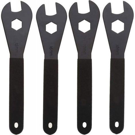Clé À Cône - Clé À Vélo En Acier Au Carbone Pour Réglage Roulements De Pédalier Et Moyeux - 15 mm 16 mm 17 mm 18 mm - Lot De 4 (1/5)