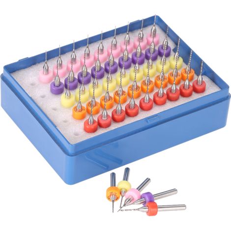 Juego de 50 microbrocas de carburo de tungsteno (0,5 + 0,6 + 0,7 + 0,8 + 0,9 mm) para grabado de placas de circuitos impresos (color aleatorio). (1/5)