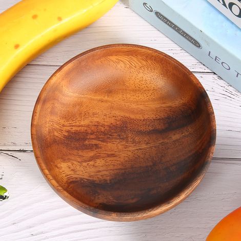 Bol en bois pour apéritif, fruits, salades, soupes, idéal pour la maison ou un café (12 x 3,5 cm). (1/5)