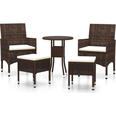 Maison Exclusive - 5-tlg. Garten-Lounge-Set Poly Rattan Braun