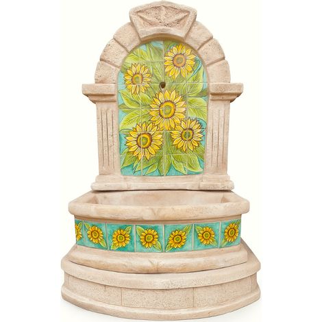 Fontana spagnola modello girasoli maiolica h120xl80xp45 cm cemento effetto pietra (1/5)