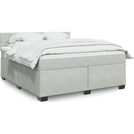 Boxspringbett mit Matratze Hellgrau 180x200 cm Samt