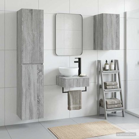 vidaXL Bathroom Furniture Set 3 pcs Grey Sonoma 33 x 34.5 x 160 cm (1/5)