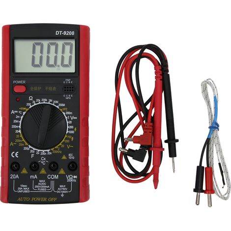 Multimètre Numérique LCD Digital Multimeter avec Testeur de Température et Fréquence, Multimètre Voltmètre Ammètre AC/DC, Outil Électrique Professionnel (1/5)