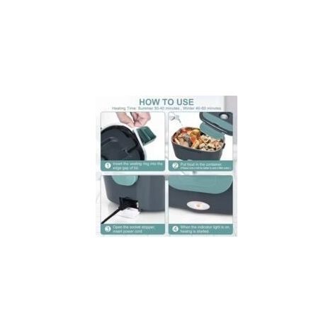 Gamelle Chauffante 12v 24v 220v Boite Chauffante Repas Pour Voiture Camion Bureau Travail 1.5L Lunch Box Chauffante Electrique Et Sac De Transport De Haute Qualité Gris,vert (1/4)