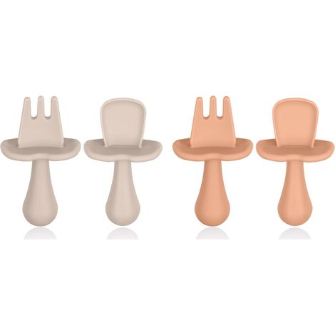 Cuillère bébé, ménagère ergonomique 4 pièces, cuillère bébé, idéale pour apprendre la diversification alimentaire, l'auto-alimentation (1/5)
