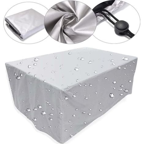 Housse de mobilier d'extérieur, bâche imperméable coupe-vent anti-UV, housse de protection en tissu Oxford 210D argent - 123 x 123 x 74 cm (1/5)