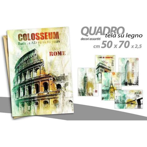 TRADE SHOP - Quadro Quadretto Decorativo 50x70x2,5cm Tela Su Legno Deluxe Decori Ass. 748899 - (1/2)