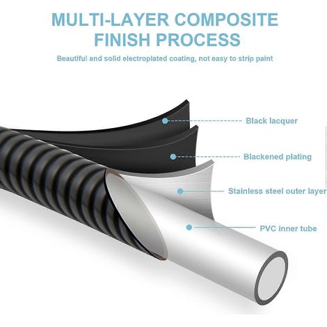 Flexible de douche OFFO, 100 pouces, en acier inoxydable anti-torsion, avec raccord pour pommeau de douche à main et finition électroplaquée, rallonge en laiton. (1/5)
