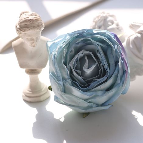 Fleur Artificielle Bouquet Faux Roses Tissu Synthétique Décoration Mariage Fête Jardin Intérieur Accessoire Capillaire Boutonnière Bleu 1 Pièce (1/4)
