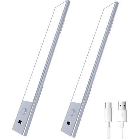 Lot de 2 lampes sous-meuble à détecteur de mouvement, lumière LED à intensité variable pour placard, veilleuse à capteur de balayage manuel, 30 cm (1/5)