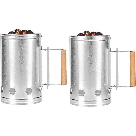 Schnellzündbarer Holzkohleeimer mit Griff für Campingausflüge, inklusive Grillständer aus Kohlefaser und Anzündwerkzeug (1/5)