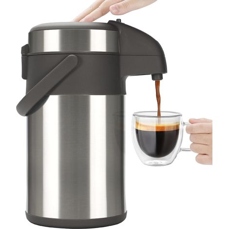 Bouteille à Pompe 3 L en Acier Inoxydable - Distributeur de Boissons Chaudes et Urne à Café - Idéale pour Café et Thé (1/5)