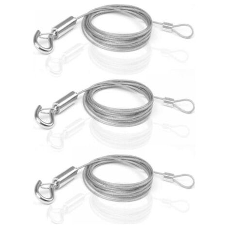 Câble en Acier Inoxydable,3 pièce Câbles Métalliques Réglables 2m x 1,5mm Fil de Suspension Réglable Fil Suspension Cadre pour Vêtements Lumières Photos (1/5)