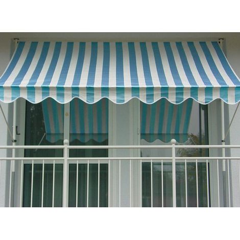 Auvent en Tissu PE Motif à Rayures Bleu 200 cm Mehrfarbig (1/5)