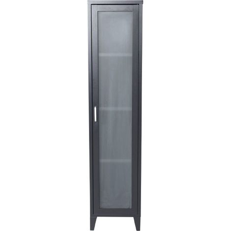 Vitrine Avec Porte Givrée "Acero" 150cm Noir (1/5)