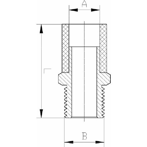 Conector roscado de latón CPVC IDMAR, rosca macho de 1/2", sistema de pegado. (1/2)