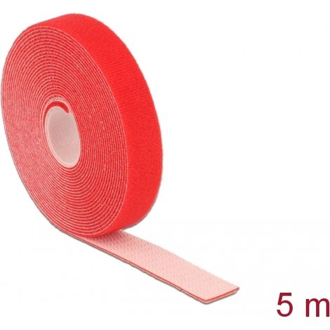 Delock Cinta de gancho y bucle en rollo LA 5 m x AN 20 mm rojo