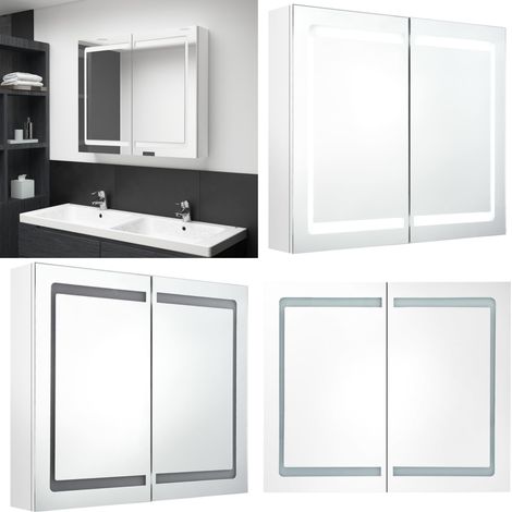 LED-Spiegelschrank fürs Bad Glänzend Weiß 80x12x68 cm - LED-Spiegelschrank - Badezimmerspiegel - Kosmetikspiegel - Wandspiegel - Spiegelschrank Weiß - Home & Living (1/5)