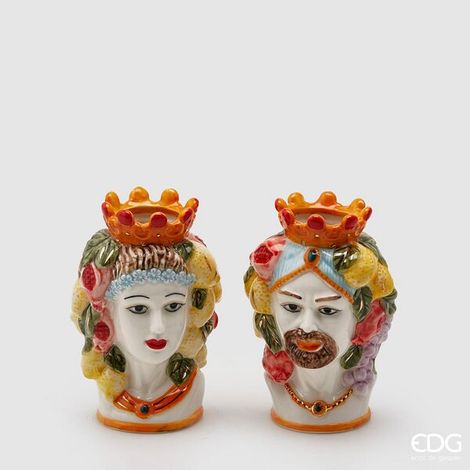 EDG Enzo De Gasperi Vaso Testa Sicily H 15 Cm Lui o Lei 1 Pz Multicolor