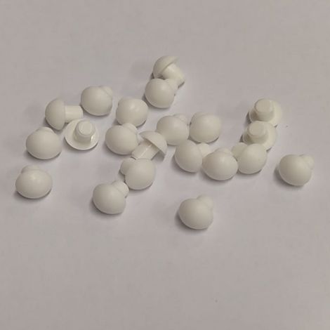 CONFEZIONE DA 40 PEZZI -  PARACOLPI MORBIDI BOMBATI Ø5MM - IN PLASTICA COLORE BIANCO