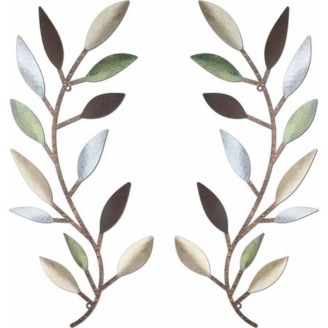 Feuille d'arbre en métal décoration murale vigne branche d'olivier feuille Art mural en fer forgé défilement au-dessus du lit, salon, décoration extérieure (1/4)