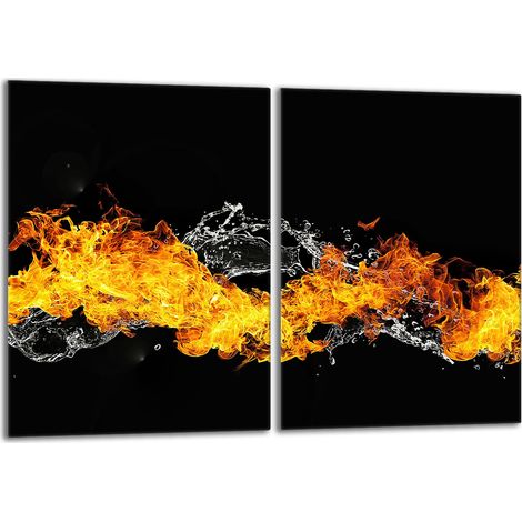 Plaque de protection en verre pour poêle 2x40x52 Feu (1/5)