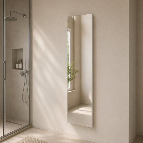 Miroir Mural 30X130 Cm Cadre Mdf Finition Argentée, Style Moderne (1/5)