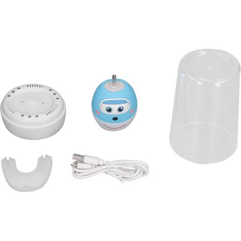 Brosse à dents électrique enfant bleue en forme de U, imperméable, dessin animé mignon, nettoyage 360° ultrasonique (1/5)