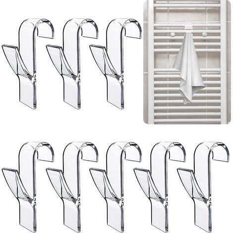 8 Pcs (transparent) Crochet Radiateur Seche Serviette, Crochet Seche Serviette, Crochet Serviette Salle De Bain, Crochets De Radiateur De Salle Ba (1/5)