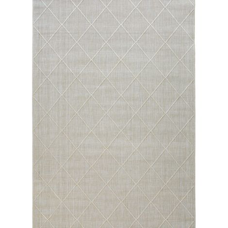 RIVAGE - Tapis moderne à motif losange beige 80x150 (1/5)