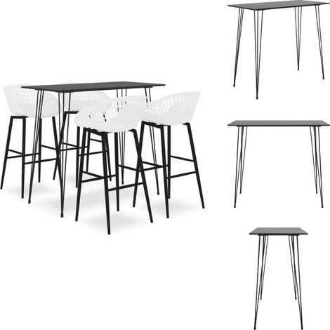 Ensemble de bar 5 pcs Noir et blanc - Ensemble De Bar - Meuble De Salle À Manger - Table De Bar - Tabourets De Bar - Mobilier Moderne (1/5)