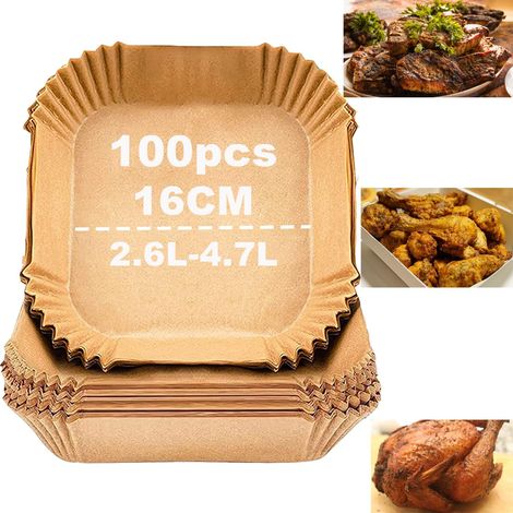 Lot de 100 Papier Cuisson Airfryer 16cm, 3-5L Friteuse, Rond Jetable, Imperméable Anti-Huile, Four (1/5)