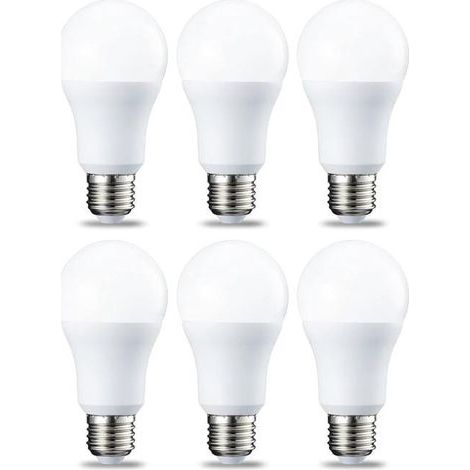 Lot de 6 ampoules LED Culot Edison à vis E27 12 W (équivalent 90 W) Blanc froid 6500K Intensité non variable (1/4)