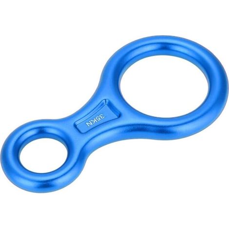 (Blue) Figure 8 Rope Descender, 8 Words Rope Ring Durable Rock Rope Descender, Outdoor Rappel Descender for Men Women Climbing. (1/5)