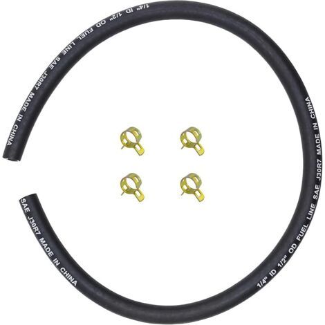 Pair Durite Essence 1/4\" (6,35mm) x 25\" (63cm) avec 4 Colliers Compatible Briggs & Stratton 283207 95162S Tondeuse Petit Moteur (1/5)