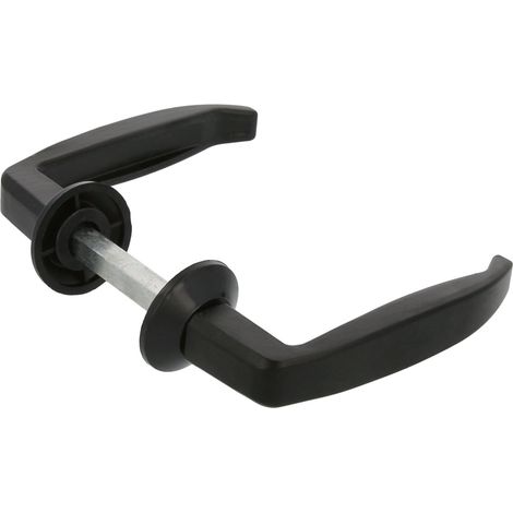 Jeu de poignées en aluminium – Poignée 105 x 45 mm – Épaisseur de porte 35–45 mm – Rosace Ø35 mm – Couleur noire – Idéal pour portes de passage et portes d’entrée, intérieures et extérieures (1/5)