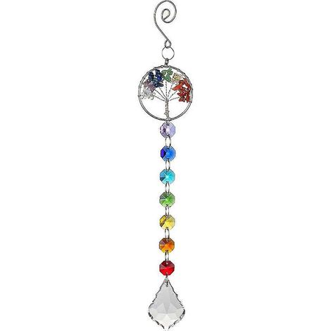 Lebensbaum, 7 Chakra-Steine, Heilkristalle, Feng Shui Wandbehang