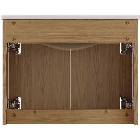 Meuble de salle de bain Chêne,meuble bas de rangement,avec 2 portes,fermeture amortie,largeur 60 cm,MDF (1/5)