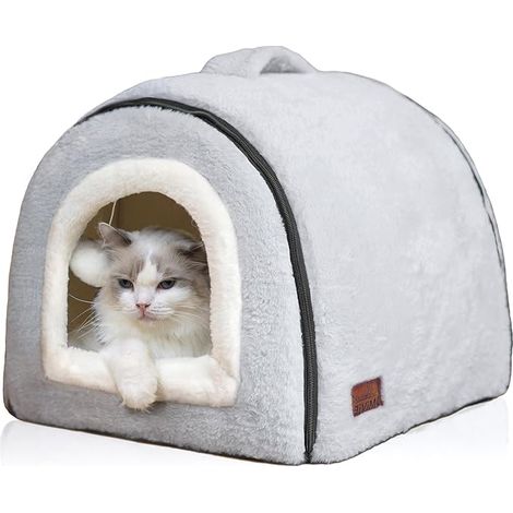 Lit pour chat d'intérieur, niche pliable pour chat, fond antidérapant et résistant à l'eau, maison pour chats d'intérieur ou petits chiens, tente pour chaton, lit pour lapin, lits et meubles pour chat (1/5)