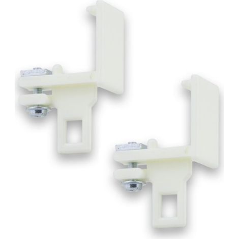 2 terminali per tende in poliammide color avorio con ganci per aste per tende da 24 x 16 mm. Accessorio per finestre, persiane o porte finestre. Meccanismo di apertura e chiusura. (1/2)