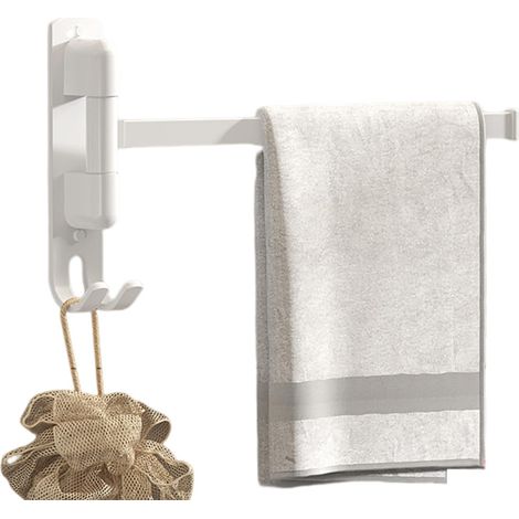 Porte-serviettes autocollant en acier inoxydable pivotant à 180° avec barre porte-serviettes pivotante à 1 bras pour salle de bain et cuisine (1/5)