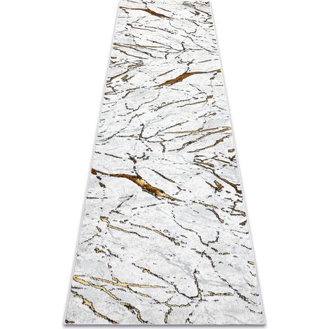 Teppich, Läufer ALLURE 1963 Marmor - Strukturell, stilvoll, glamourös weiß / gold white 70x300 cm