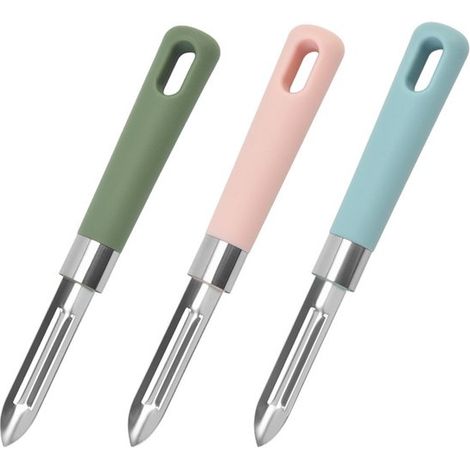 Gemüseschäler mit Reibe, Grün + Rosa + Blau (1/5)